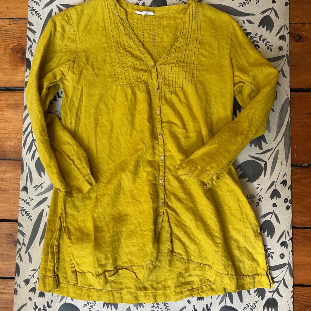 Eileen Fisher Irish Linen Yellow Shirt